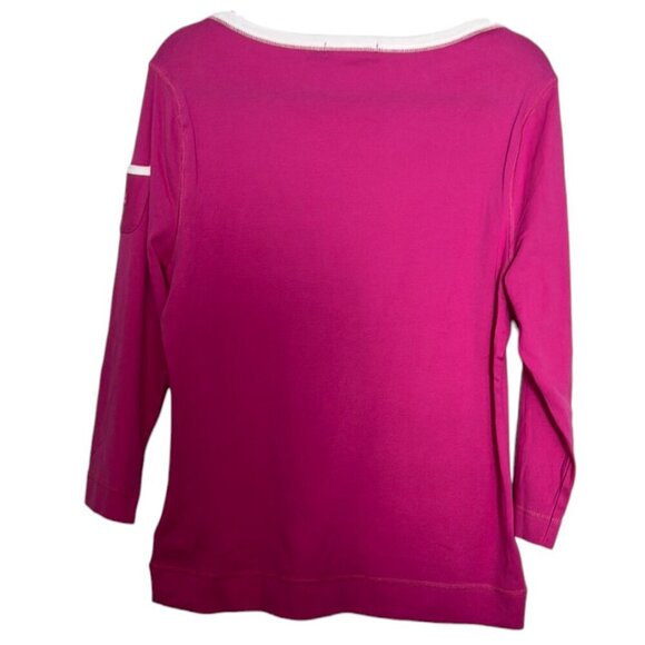 Lauren Ralph Lauren Pink Button Trim Knit Top XL Nautical Pullover - Picture 7 of 13